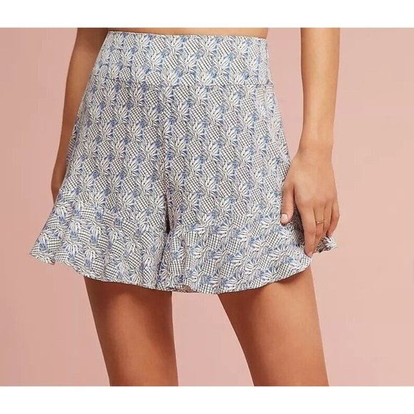Anthropologie Pants - Anthropologie Maeve Shorts 10 Ruffle Pinapple High Rise Tropical Summer Vacay